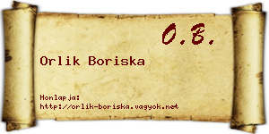 Orlik Boriska névjegykártya